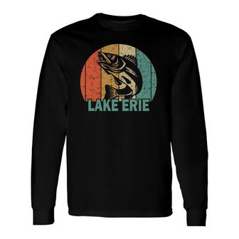 Retro Lake Erie Walleye Fishing Souvenir Long Sleeve T-Shirt T-Shirt | Mazezy