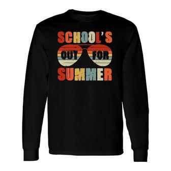 Retro Last Day Of School's Out For Summer Teacher Vintage Long Sleeve T-Shirt T-Shirt | Mazezy