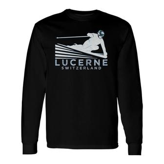 Retro Lucerne, Switzerland Ski Vintage Lucerne Long Sleeve T-Shirt T-Shirt | Mazezy