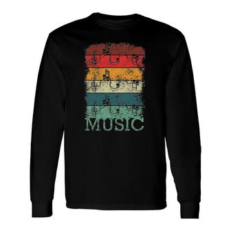 Retro Music Notes Of The 80S 90S Treble Clef Music Long Sleeve T-Shirt | Mazezy