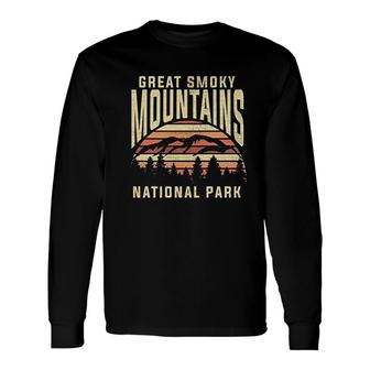 Retro National Park Great Smoky Mountains National Park Orange Long Sleeve T-Shirt - Thegiftio UK