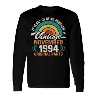 Retro November 1994 Original Parts 27Th Birthday 27 Year Old Long Sleeve T-Shirt T-Shirt | Mazezy