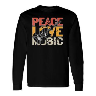 Retro Peace Love Music Guitar Lover Long Sleeve T-Shirt T-Shirt | Mazezy