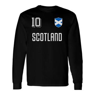 Retro Scotland Soccer Jersey Scottish Number 10 Football Long Sleeve T-Shirt T-Shirt | Mazezy