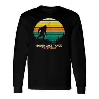 Retro South Lake Tahoe California Bigfoot Souvenir Long Sleeve T-Shirt | Mazezy