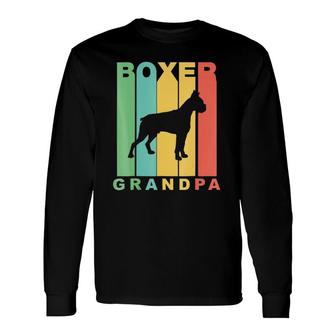 Retro Style Boxer Grandpa Dog Grandparent Long Sleeve T-Shirt T-Shirt | Mazezy