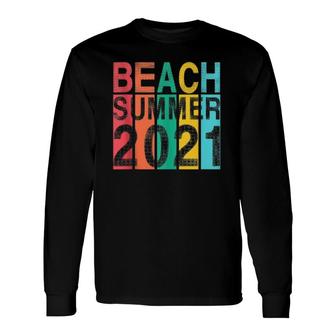 Retro Vintage Beach Vacation Summer 2021 Sunset Stripe Wear Long Sleeve T-Shirt T-Shirt | Mazezy CA