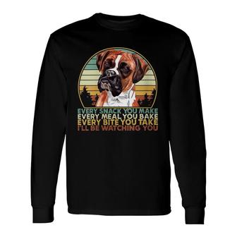 Retro Vintage Dog Every Snack You Make Boxer Mom Boxer Lover Long Sleeve T-Shirt - Thegiftio UK