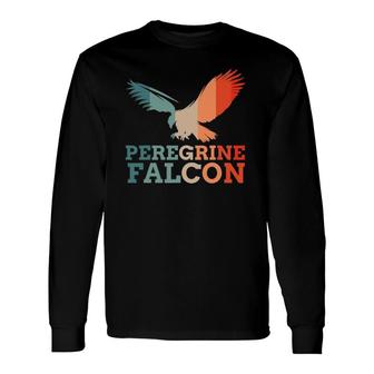 Retro Vintage Peregrine Falcon Bird Silhouette Sunset Long Sleeve T-Shirt T-Shirt | Mazezy