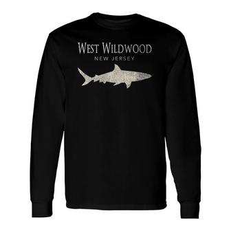 Retro West Wildwood Nj Shark Long Sleeve T-Shirt T-Shirt | Mazezy
