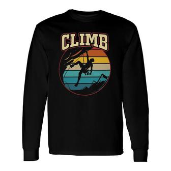 Rock Climbing Retro Vintage Sunset Climber Climb Long Sleeve T-Shirt T-Shirt | Mazezy