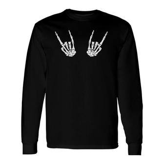 Rock On Skeleton Hands Cool Sign Horns Long Sleeve T-Shirt T-Shirt | Mazezy DE