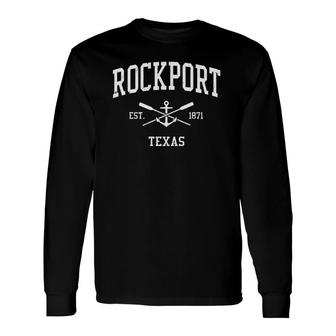 Rockport Tx Vintage Crossed Oars & Boat Anchor Sports Long Sleeve T-Shirt T-Shirt | Mazezy