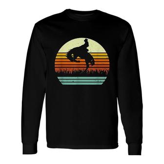 Rodeo Bucking Bronco Horse Retro Style Long Sleeve T-Shirt T-Shirt | Mazezy