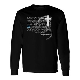 Romans 828 Christian Cross Long Sleeve T-Shirt T-Shirt | Mazezy