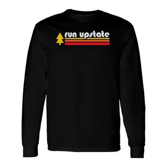 Run Upstate Retro Stripes Tree Long Sleeve T-Shirt T-Shirt | Mazezy