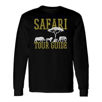 Safari Tour Guide Africa Rhino Lion Elephant Kenya Tanzania Long Sleeve T-Shirt T-Shirt | Mazezy