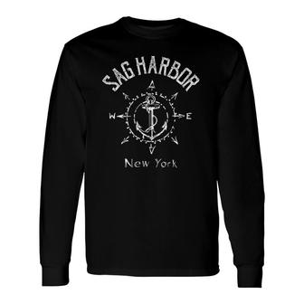Sag Harbor Ny Sailing Compass Rose Sailboat Souvenir Long Sleeve T-Shirt T-Shirt | Mazezy