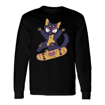 Salt Malkin Skater Cat Long Sleeve T-Shirt T-Shirt | Mazezy