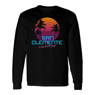 San Clemente California Retro 80S Long Sleeve T-Shirt T-Shirt | Mazezy