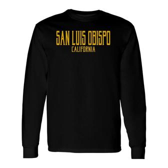 San Luis Obispo California Ca Vintage Text Amber Print Pullover Long Sleeve T-Shirt T-Shirt | Mazezy