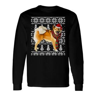 Santa Hat Xmas Icelandic Sheepdog Ugly Christmas Long Sleeve T-Shirt | Mazezy