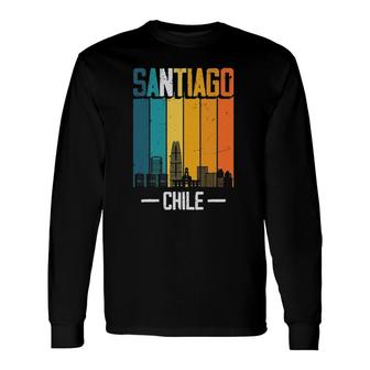 Santiago Retro Vintage Sunset Skyline Santiago De Chile Long Sleeve T-Shirt T-Shirt | Mazezy