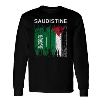 Saudi And Palestinian Flag Saudi Arabia And Palestine Unity Long Sleeve T-Shirt T-Shirt | Mazezy