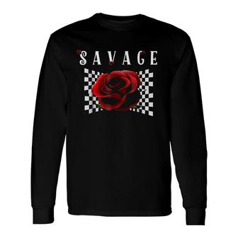 Savage Rose Long Sleeve T-Shirt | Mazezy