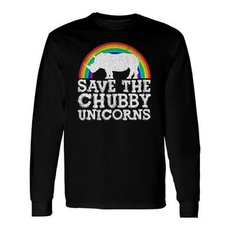 Save The Chubby Unicorns Rainbow Rhino Rhinoceros Long Sleeve T-Shirt T-Shirt | Mazezy