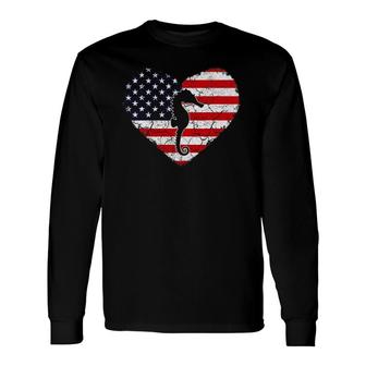 Seahorse Vintage American Flag Love Heart Long Sleeve T-Shirt T-Shirt | Mazezy