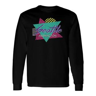 Seattle Washington Vintage Retro 80S Or 90S Long Sleeve T-Shirt T-Shirt | Mazezy