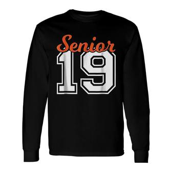 Senior Class Of 2019 Orange Jersey Style Long Sleeve T-Shirt T-Shirt | Mazezy