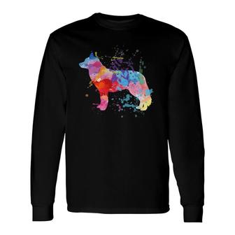 Siberian Husky Watercolor For Puppy Or Animal Lover Long Sleeve T-Shirt | Mazezy
