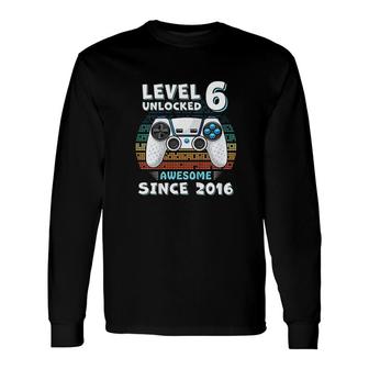 Six 6yr BDay Son Boy Gamer 6th 6 Years Old Birthday Long Sleeve T-Shirt - Seseable