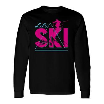 Ski Retro Vintage Winter Sports Skiing Skier Long Sleeve T-Shirt T-Shirt | Mazezy