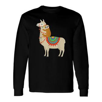Sloth Riding Llama Alpaca Lovers Long Sleeve T-Shirt | Mazezy