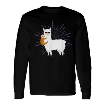 Sloth Riding Llama Long Sleeve T-Shirt | Mazezy