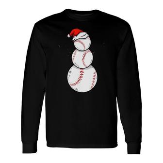 Snowman Baseball Christmas Long Sleeve T-Shirt | Mazezy