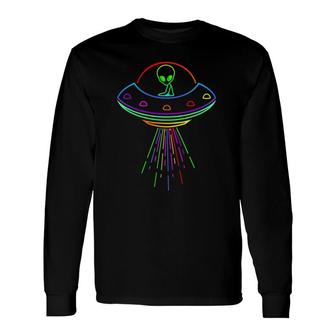 Space Alien Ufo Neon Lights Rave Alien Lovers Mm Long Sleeve T-Shirt T-Shirt | Mazezy