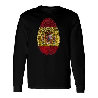 Spain Flag Fingerprint It Is In My Dna For Spaniards Long Sleeve T-Shirt T-Shirt | Mazezy
