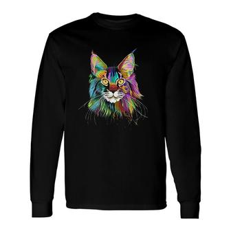 Splash Maine Cat Long Sleeve T-Shirt T-Shirt | Mazezy