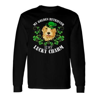 St Patrick's Day My Golden Retriever Is My Lucky Charm Long Sleeve T-Shirt T-Shirt | Mazezy