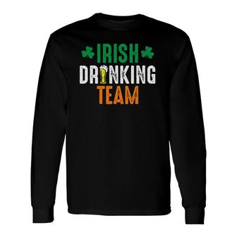 St Patrick's Irish Beer Drinking Team Ireland Flag Clover Long Sleeve T-Shirt T-Shirt | Mazezy