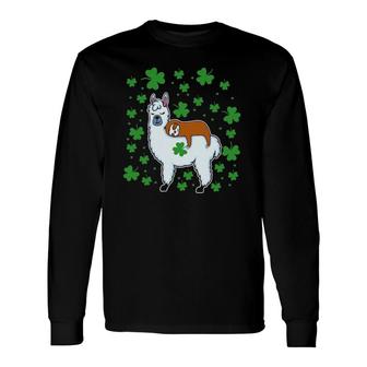 St Patrick's Pajamas Leprechaun Sloth Riding Llama Long Sleeve T-Shirt T-Shirt | Mazezy