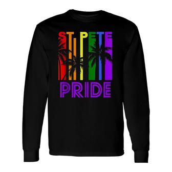 St Pete Pride Gay Pride Lgbtq Rainbow Palm Trees Long Sleeve T-Shirt T-Shirt | Mazezy