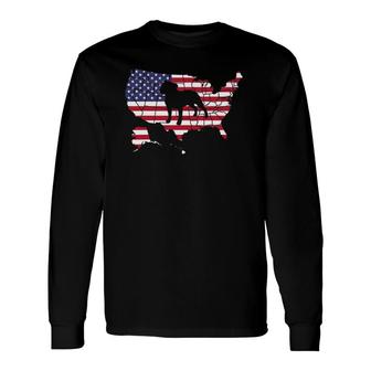 Staffordshire Bull Terrier American Flag Usa Patriotic Long Sleeve T-Shirt T-Shirt | Mazezy