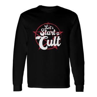 Lets Start A Cult Big Devil Symbol Horror Cult Ritual Red Long Sleeve T-Shirt - Thegiftio UK