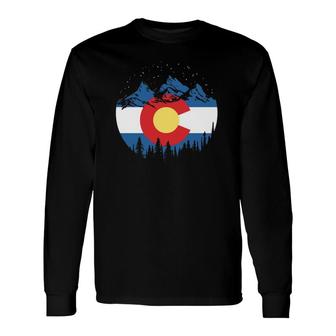 State Flag Of Colorado Vintage Night Stars Long Sleeve T-Shirt T-Shirt | Mazezy