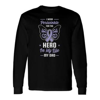 Stomach Cancer Awareness Periwinkle Ribbon Hero Dad Long Sleeve T-Shirt T-Shirt | Mazezy